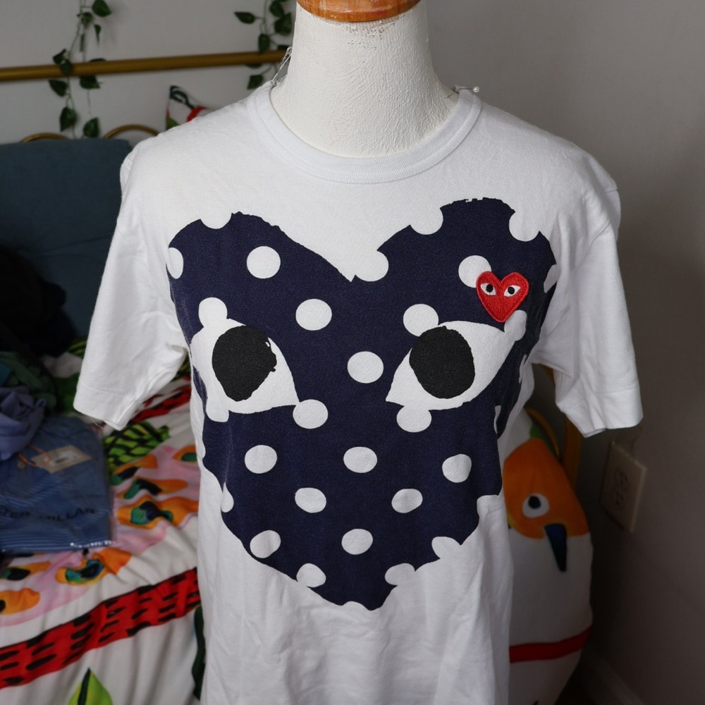 Comme des Garcons Kids Tee - White and Navy